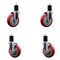 Service Caster 5'' Red Poly Wheel Swivel 1-3/4'' Expanding Stem Caster Set 2 Brakes, 4PK SCC-EX20S514-PPUB-RED-2-TLB-2-134 - alternate 1